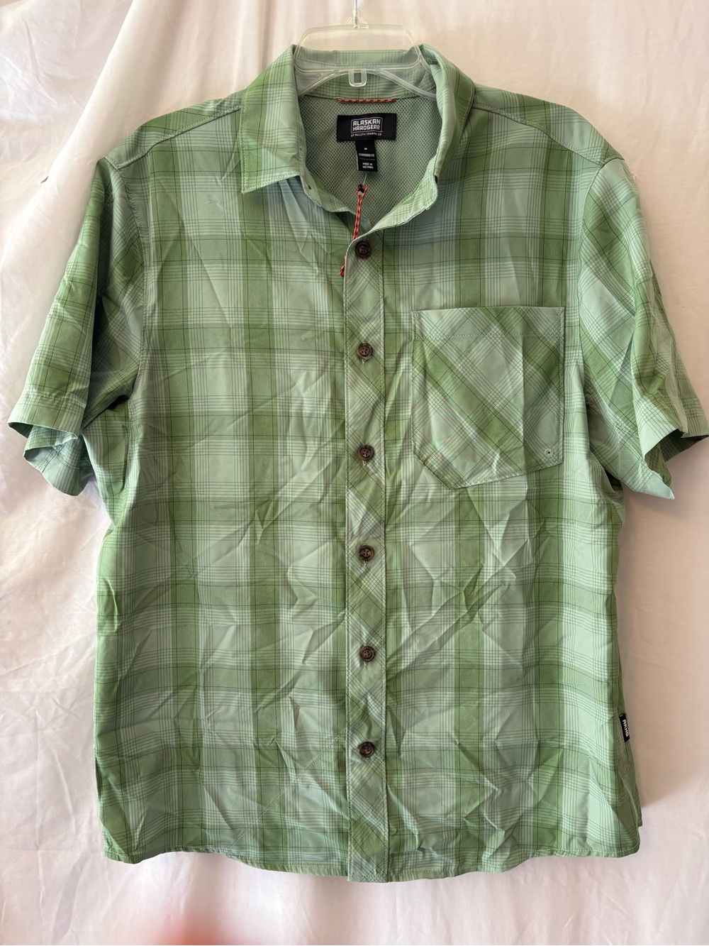Duluth Trading Co Green Plaid Short-Sleeve Button-Down Shirt